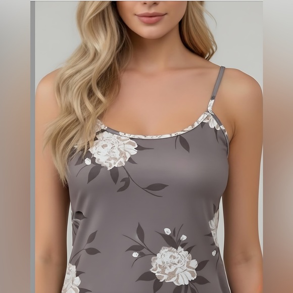 Floral Tank Top Lettuce Trim PJ Set - Picture 2 of 7